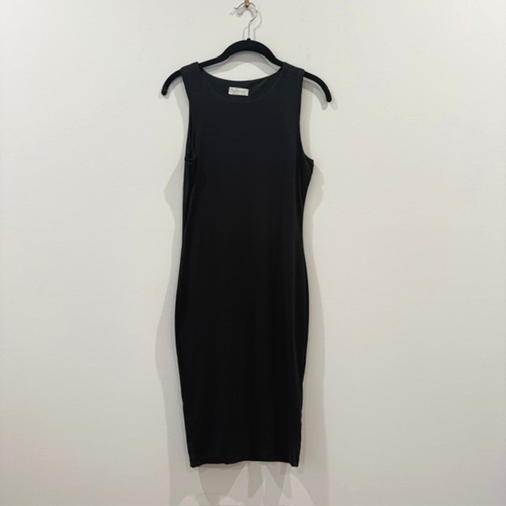 Love Nation Black Bodycon Midi Dress Sleeveless Stretch Knit Minimalist | Size S - Picture 2 of 9